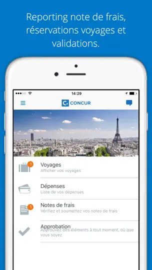 Capture d'écran de SAP Concur sur iPhone 1