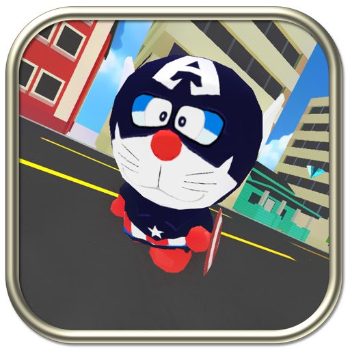 3D Super Cat Captain Hero Run - The America Solider Doraemon Game Edition