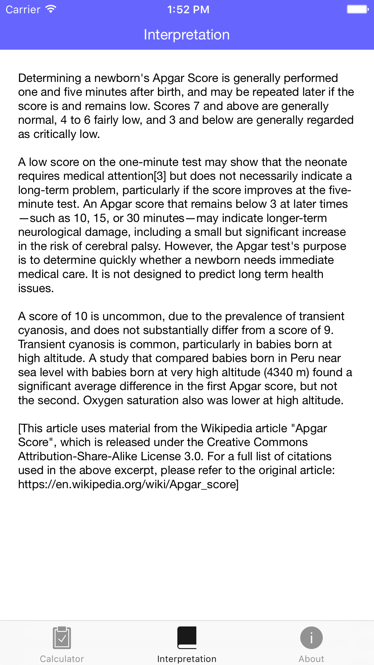 Apgar Score - Quickly test the health of a newborn baby