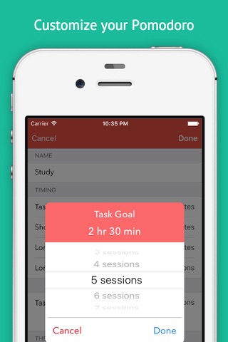 Listee – A procrastinator’s to do list app for task and time management based on the Pomodoro Technique™ screenshot 4