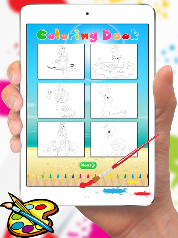 Mermaid & Sea Animal Coloring Book - Drawing for Kids Games iPad screenshot
