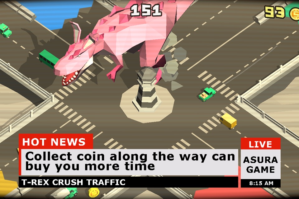 T-Rex crush traffic: Survival screenshot 4