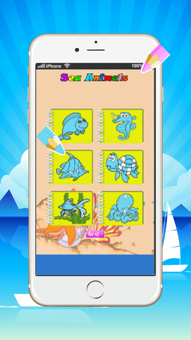 Cute Sea Animals Coloring Book:learn to paint and drawing easy app screenshot
