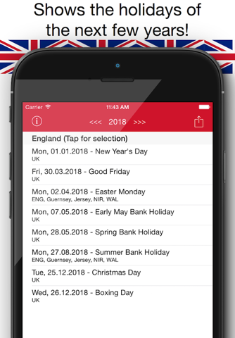 Holiday Calendar United Kingdom 2016 - National and local bank holidays screenshot 4