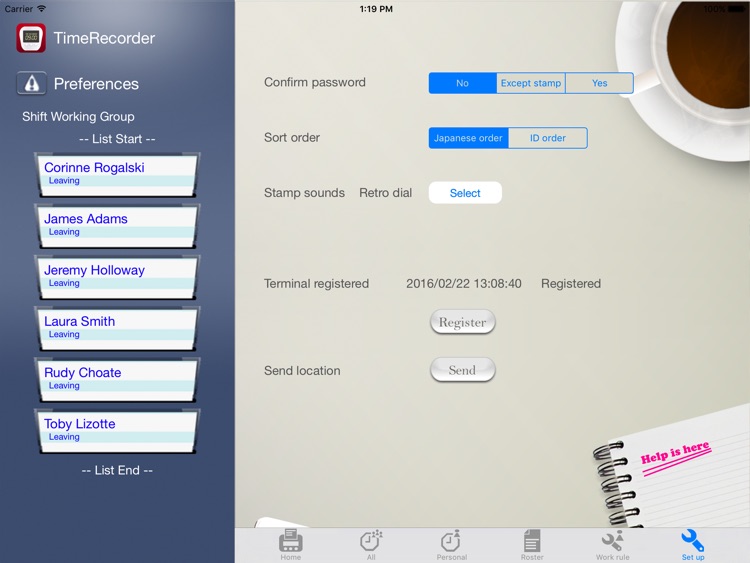 Wa-San Time Recorder Tablet screenshot-4
