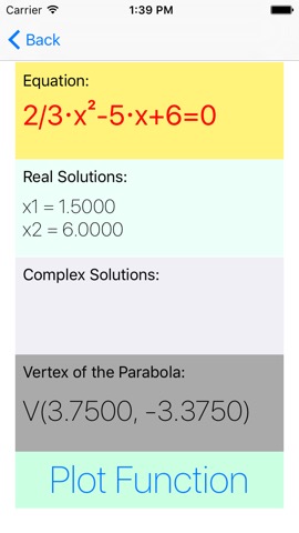 Parabola - quadratic and biquadratic equation solver, real and complex solutionsのおすすめ画像2