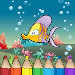 Livre à colorier la vie sous-marine pour les petits enfants: apprendre à peindre des images comme sirène, pirate, tortues, poissons. (Underwater & sea animal Coloring Book)