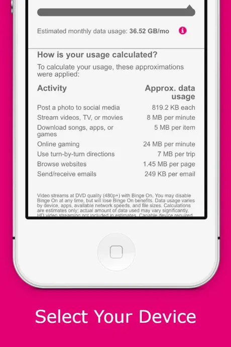 Data Calculator - Recommended Data Plan