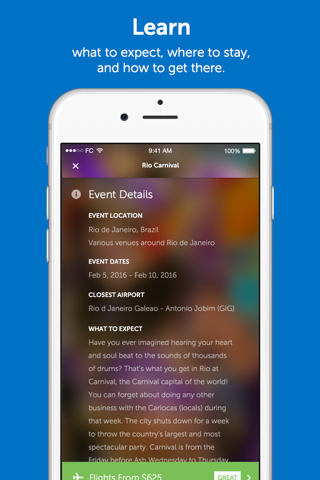 Eventurist -  Discover Events & Find Cheap Flights by FareCompare screenshot 2