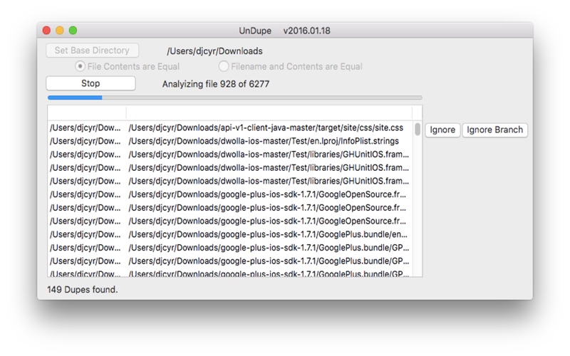 Screenshot #1 pour UnDupe. Find and remove duplicate files.
