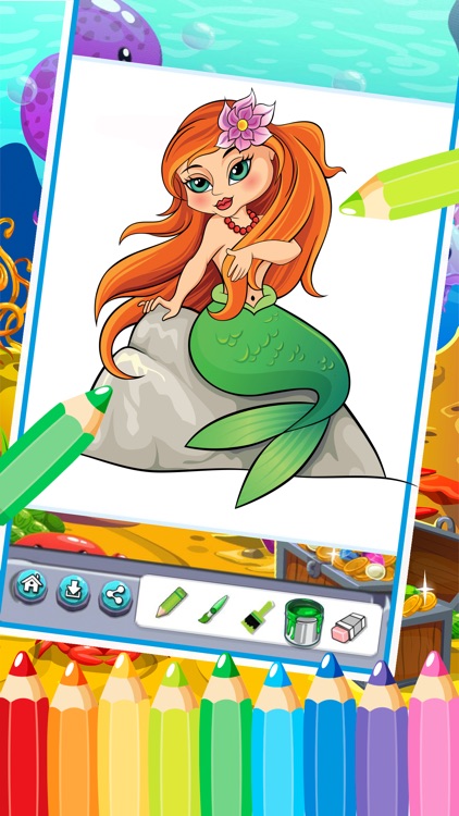 princess mermaid coloring pages free for girl kids 2 screenshot-4