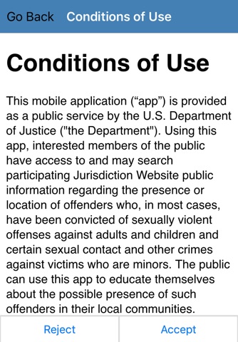 US Dept. of Justice NSOPW App screenshot 2