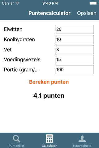 Puntenlijst screenshot 2