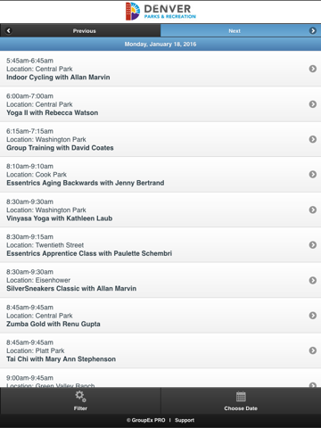 Screenshot #4 pour Denver Park and Recreation - Group Fitness Schedule