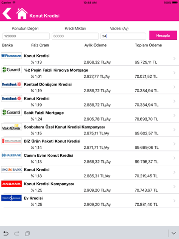 Screenshot #6 pour Kredi Hesaplama (banka karşılaştırmalı)