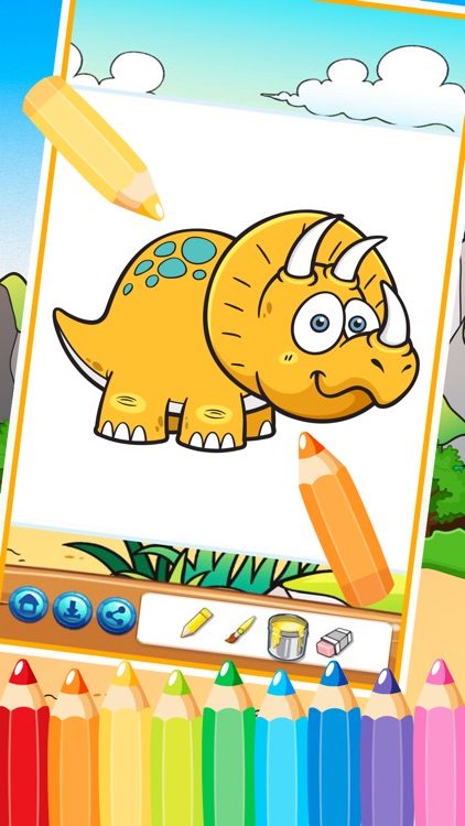 The Cute dinosaur Coloring book ( Drawing Pages ) - Good Activities Education Games For Kids App