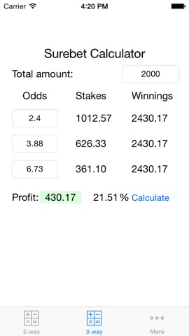 Surebet Calculatorのおすすめ画像4