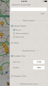 Bicycle and bike parking spot information sharing MAP screenshot