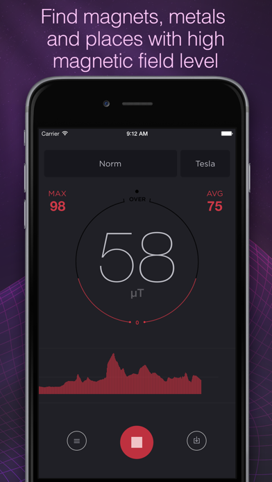 Screenshot #1 pour Magnetometer - metal detector and magnetic field meter in tesla and gauss