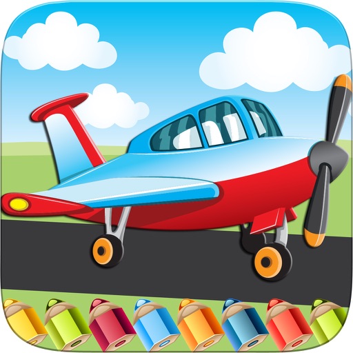 Flying on Plane Coloring Book World Paint and Draw Game for Kids icon