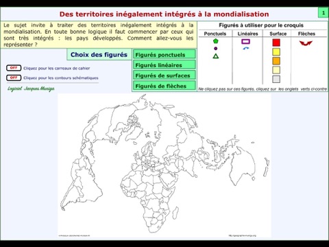 Croquis de géographie : Des territoires inégalement intégrés à la mondialisation. screenshot 2