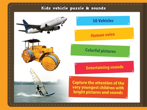 Kids vehicle puzzle and sound - Preschool game for toddlers