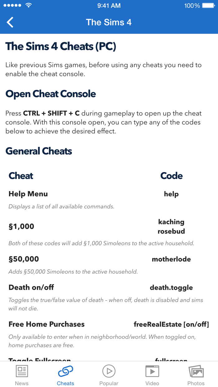 Cheats  News for The Sims - Video Guide and Wallpaper UNOFFICIAL
