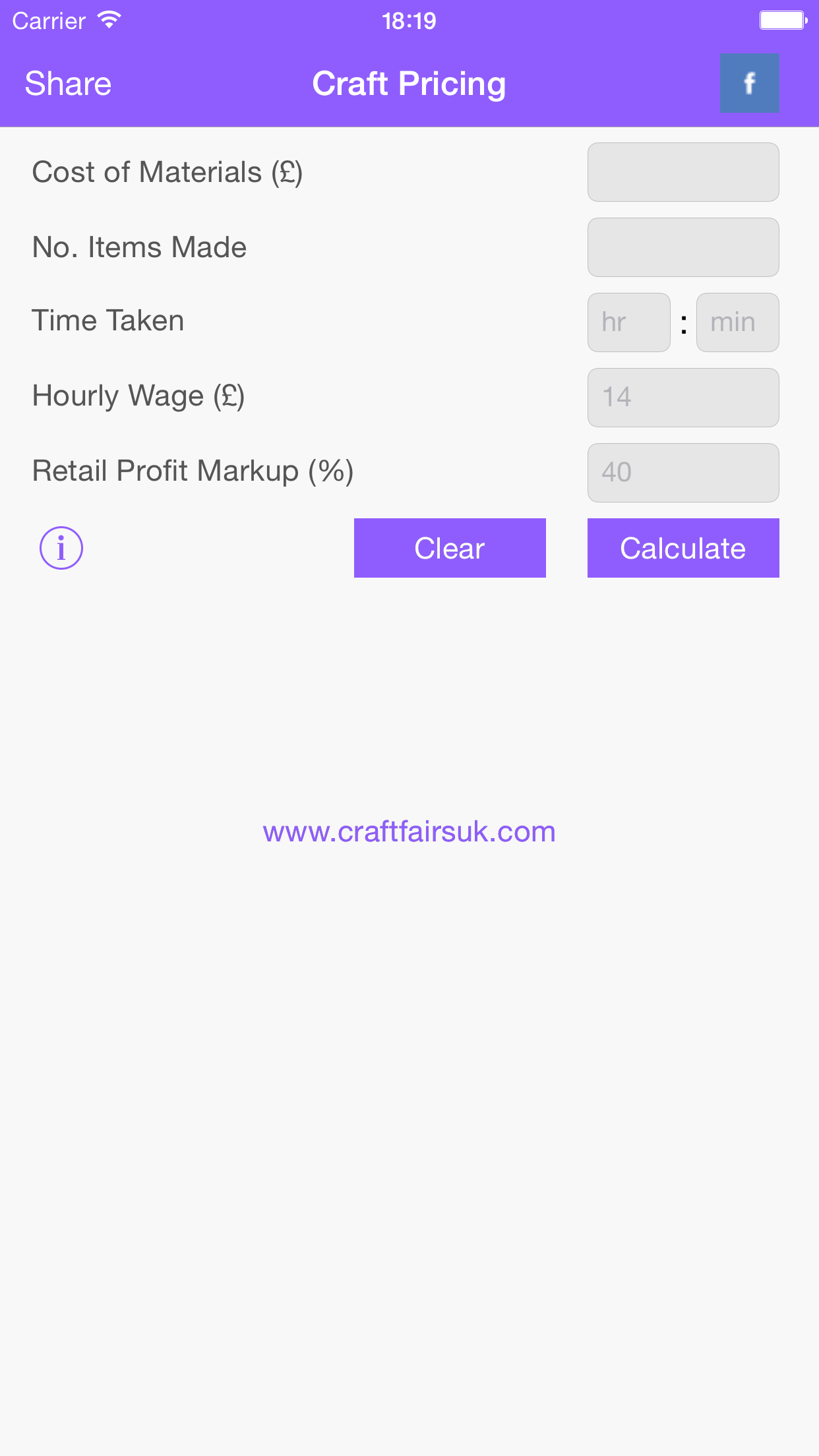 Craft Pricing Calculator
