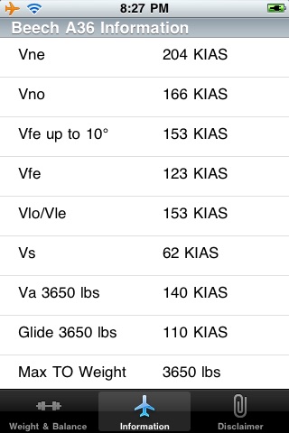 BE A36 Weight and Balance Calculator (serial numbers E2111 and above) screenshot 4