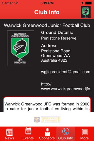 Warwick Greenwood Junior Football Club screenshot 4