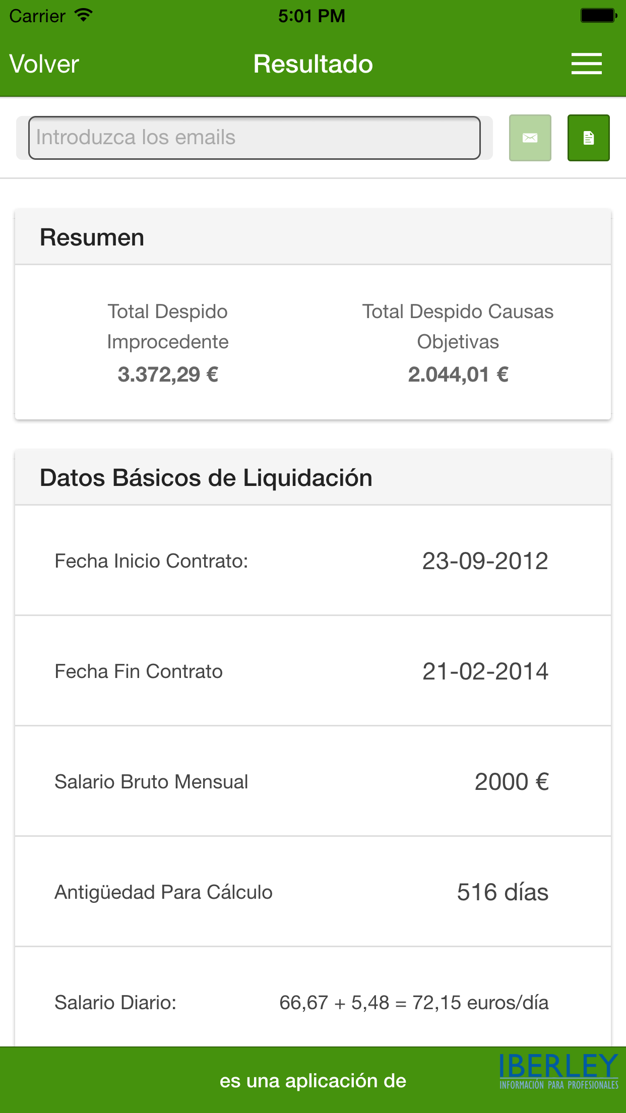 Cálculo de indemnización por despido