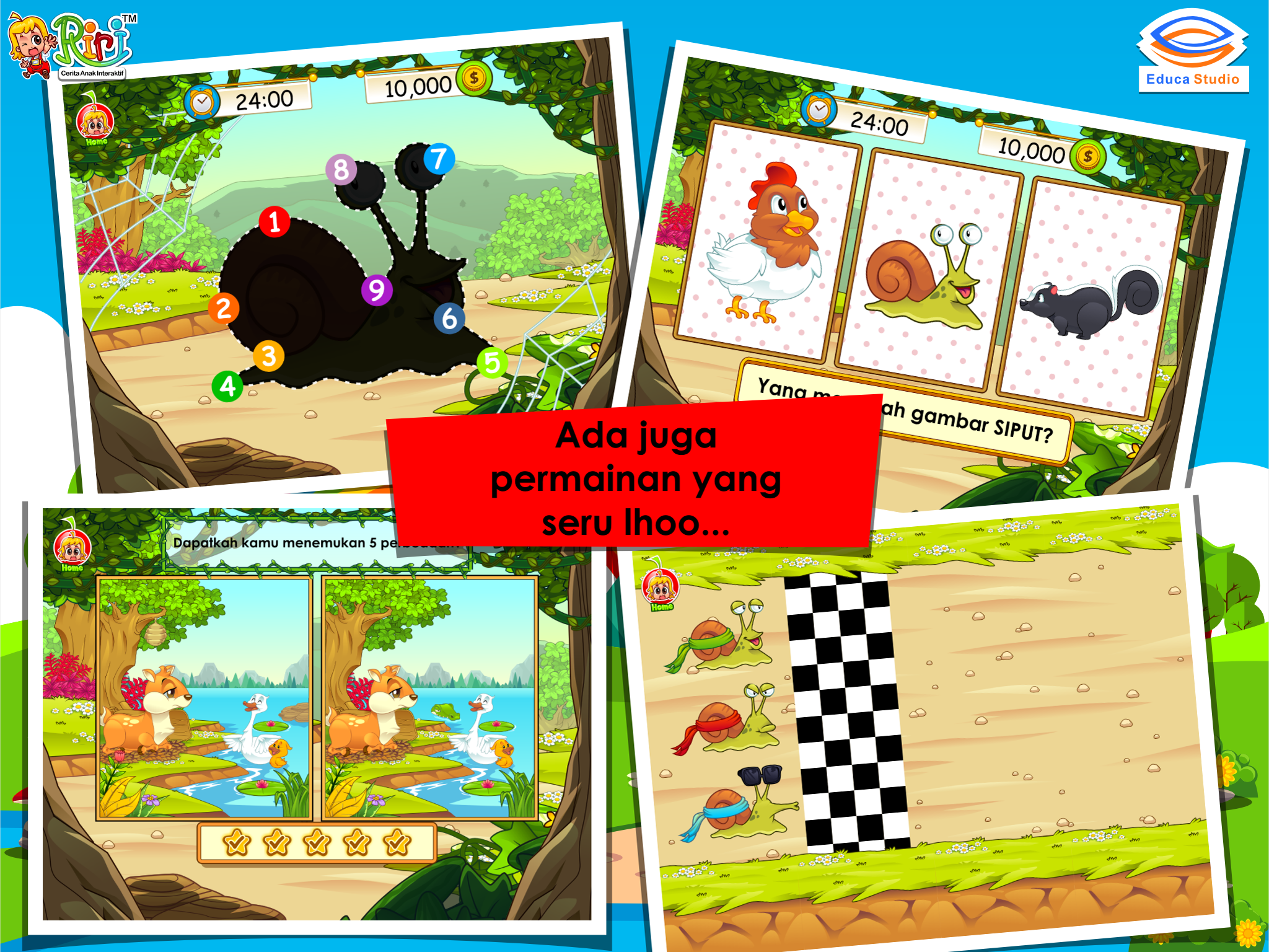 Kancil dan Siput Adu Pintar - Buku Cerita Anak Interaktif