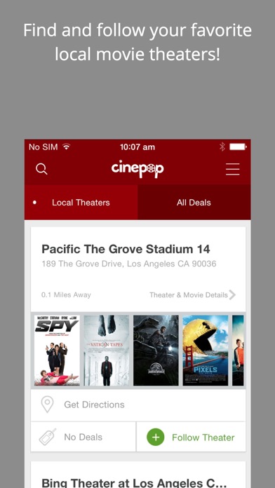 Screenshot #1 pour Cinepop - Showtimes, Deals, and Discounts for Movies at Theaters