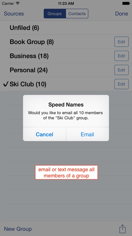 Speed Names: Contacts, Groups, Email & SMS screenshot-4