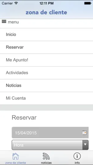 Captura de pantalla de Pádel Indoor Center en iPhone 2