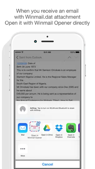 Winmail Opener iPhone Ekran Görüntüsü 1