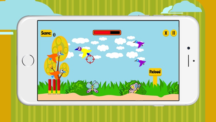 Birds flying shooting with weapons