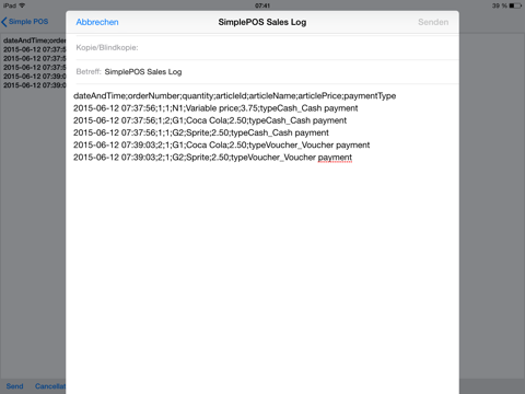 Simple POS iPad screenshot