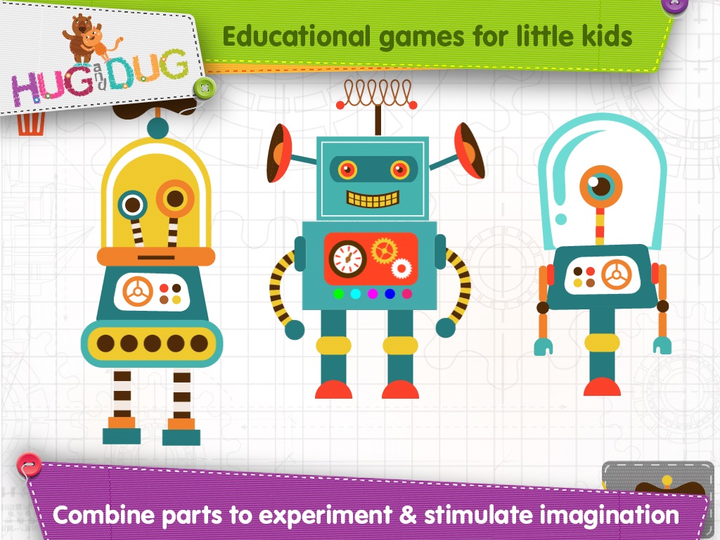 HugDug Robots - Little kids and toddlers build amazing robots and crazy machines screenshot 3