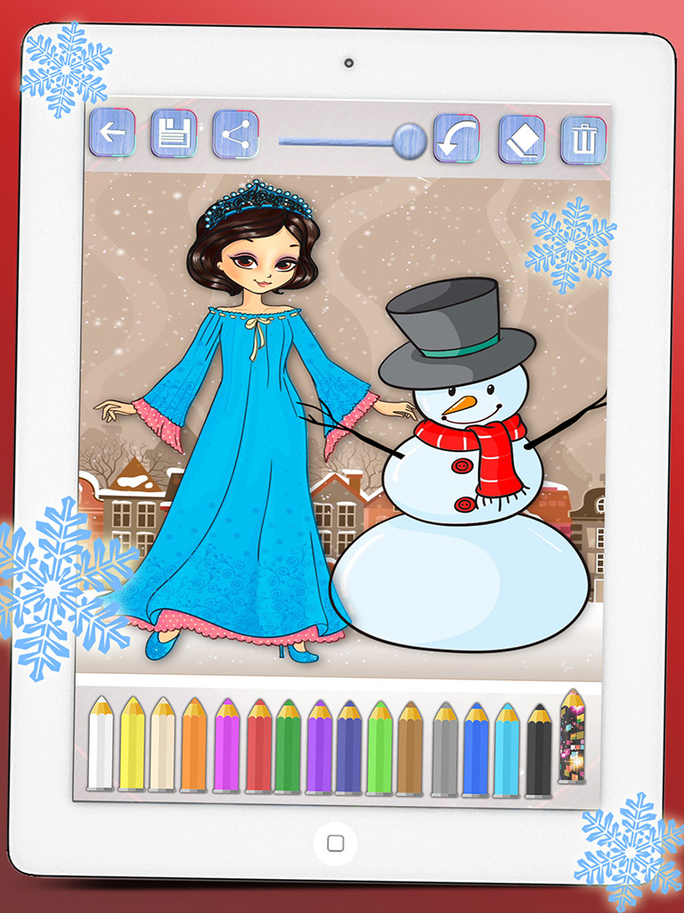 Drawings to paint princesses at Christmas seasons. Princesses coloring book
