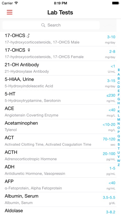 Lab Values Reference
