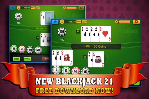 Blackjack 21 Red - Train Your Casino Game and Blackjack Skill for FREE ! screenshot 4
