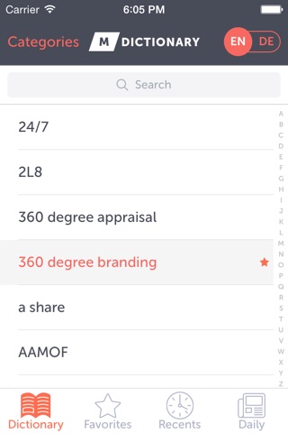 MDictionary – English-German Dictionary of business and finance terms, with categories screenshot 2