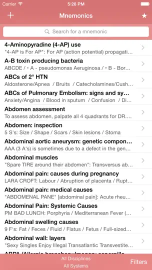 Capture d'écran de Med Mnemonics sur iPhone 1