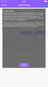 Craft Pricing Calculator screenshot