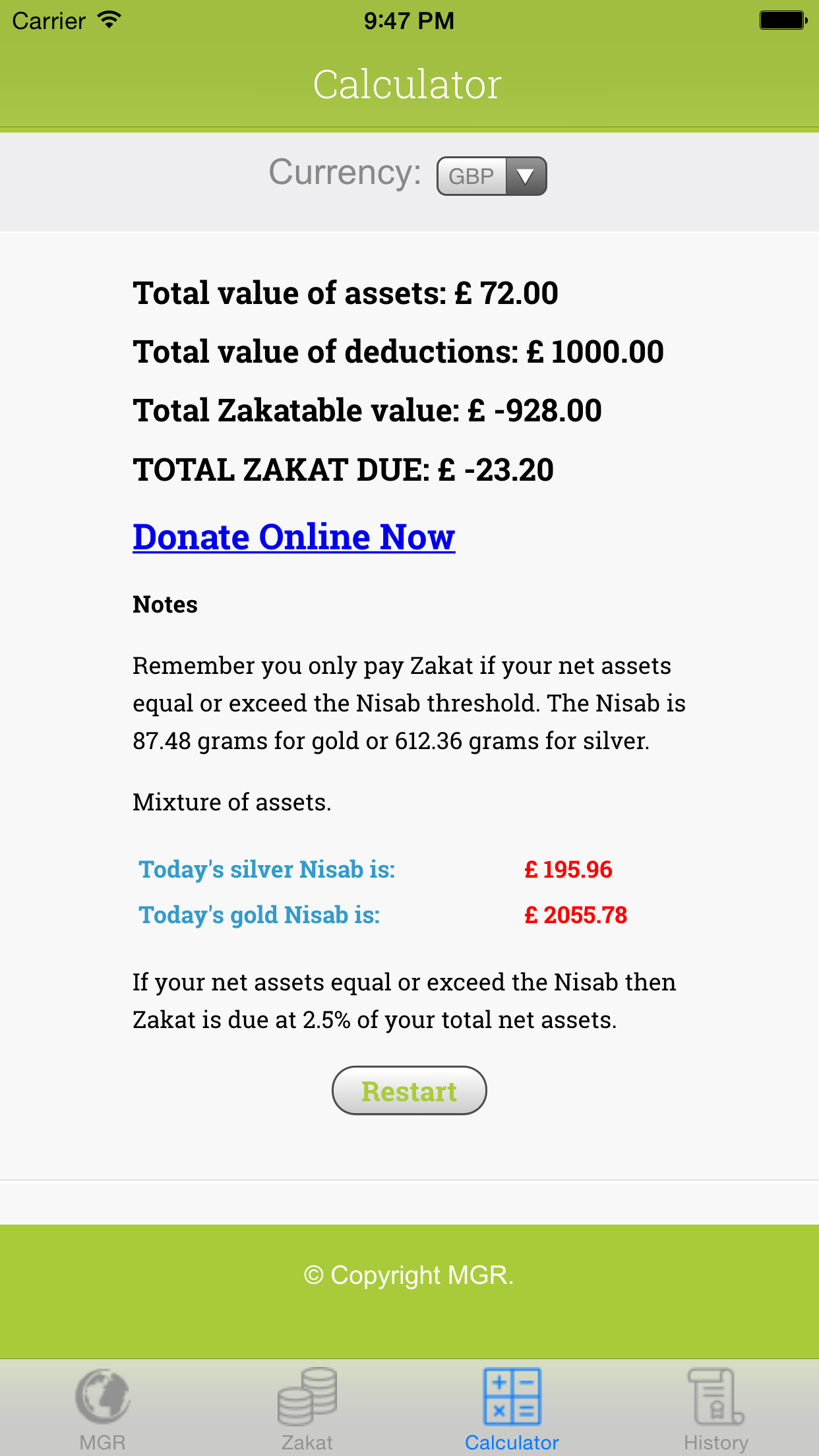 MGR Zakat Calculator screenshot 5