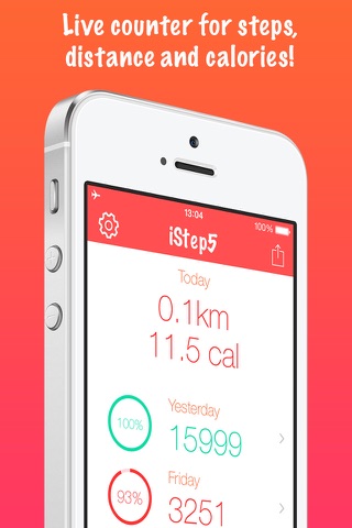 iStep5 - Pedometer - Daily Activity - Steps, Distance, Calories counter screenshot 2