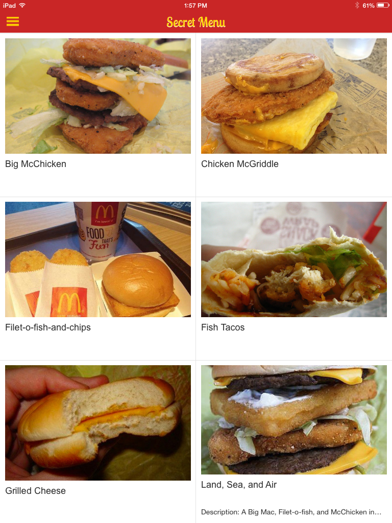 Secret Menu for McDonald's