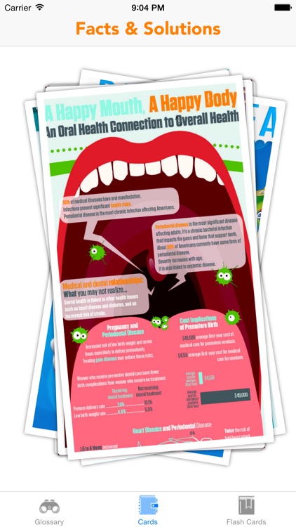 Dental terminology & flashcard:medical facts sheet and definition with video illustrations