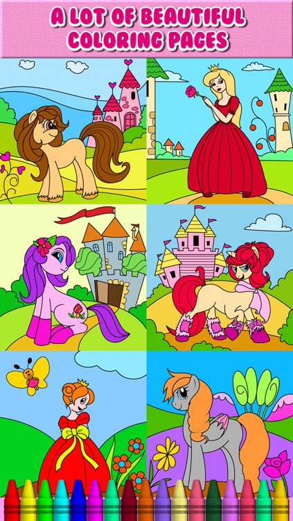 Pony Princess Coloring Book Kids Games for Little Preschool Toddler Girls